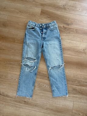 Zara Light Blue Distressed Denim Jeans